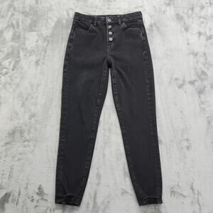 American Eagle Jeans Womens 4 Black Curvy High Rise Jegging Crop Button Fly